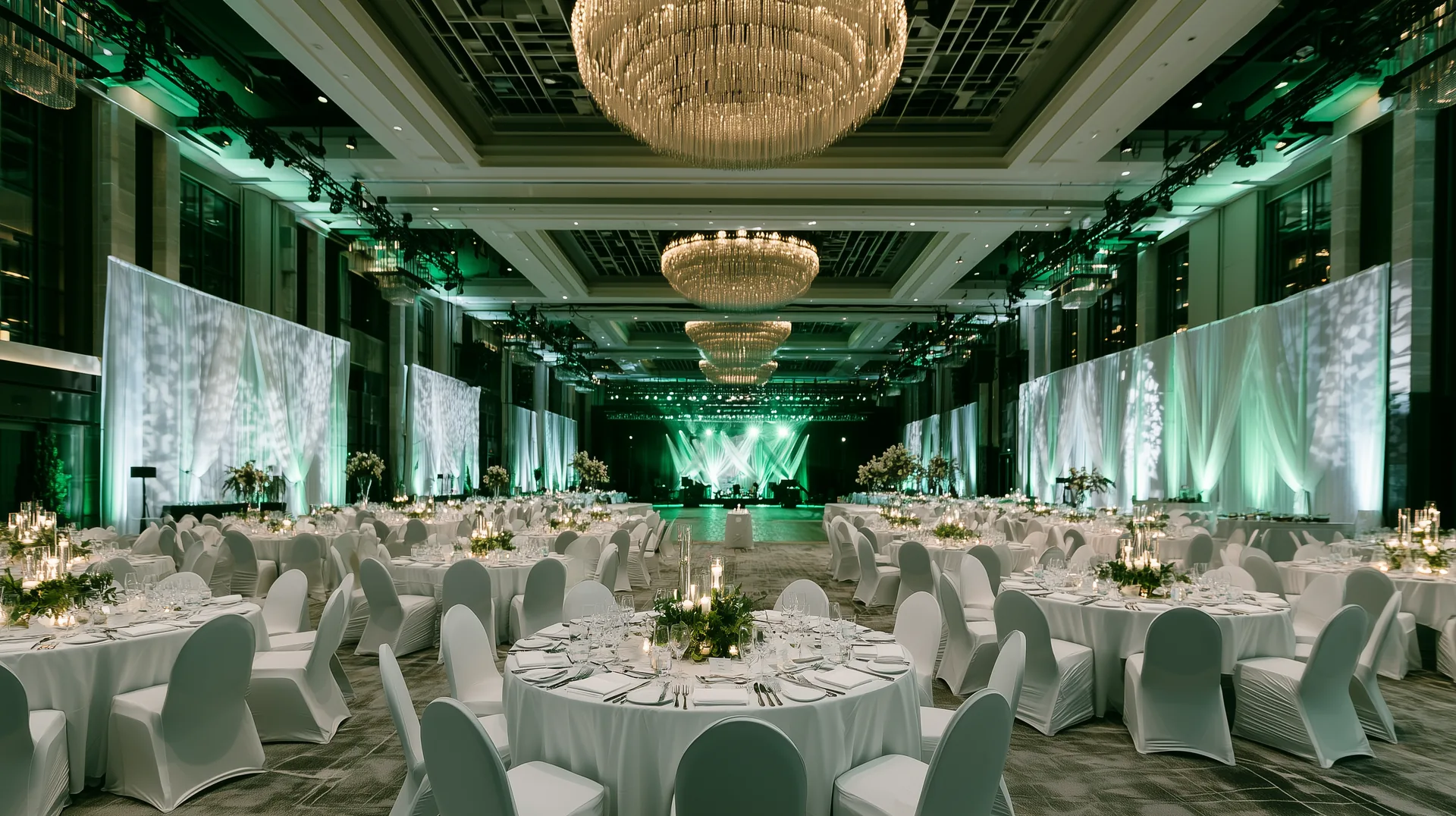 A large, modern conference hall bathed in clean white light, filled with global delegates engaged in a policy discussion. The atmosphere is professional, urgent, and focused. The architecture features glass panels and clean lines, reflecting a modern institutional aesthetic. Subtle green accents in the lighting hint at the 'Electric Moss' brand color.